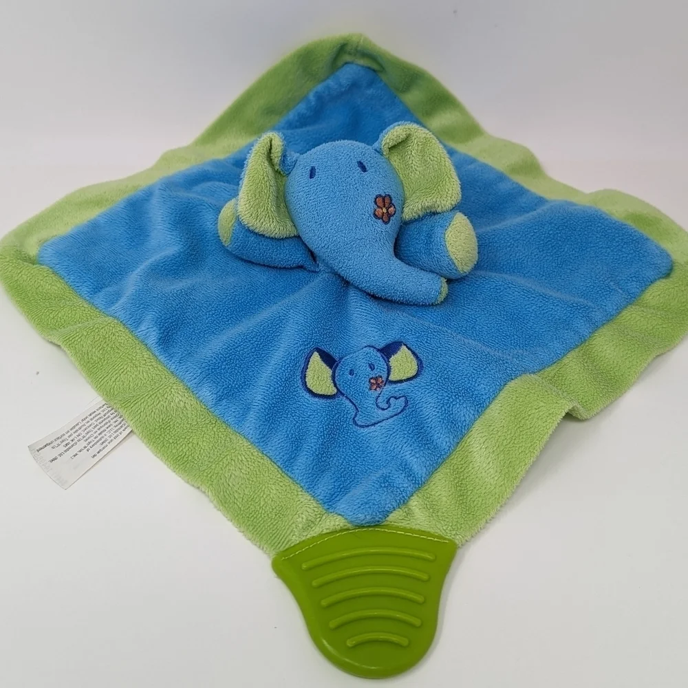 Bruin Lovey Elephant Flower on Cheek Blue Green Toy Teether - Picture 1 of 3